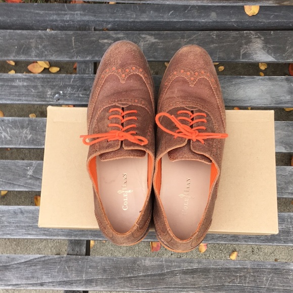 Cole Haan Alisa Oxfords Tan & Coral EUC 7.5 - Picture 3 of 6